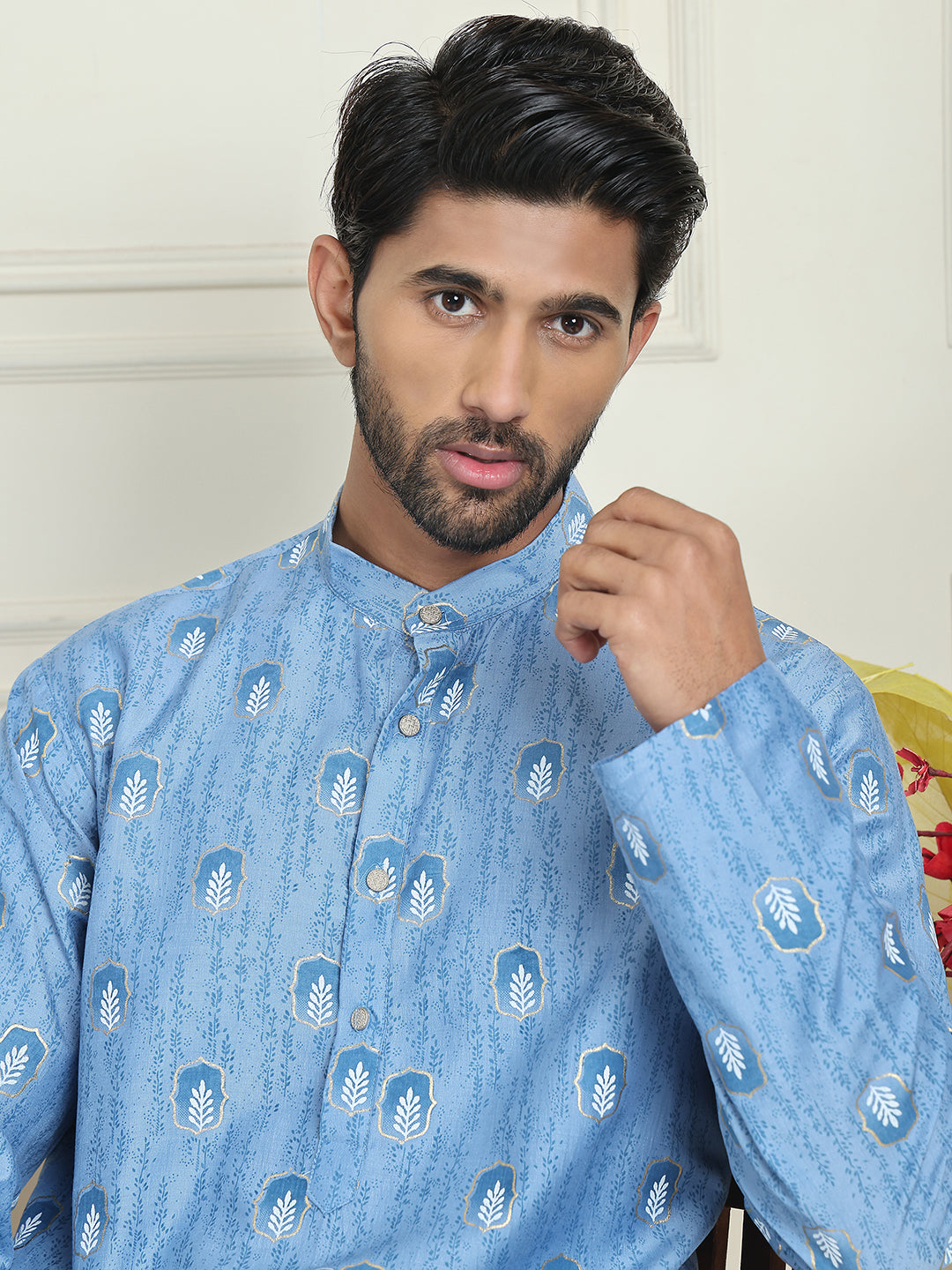 Printed Straight Kurtas For Men ( ANMKO 230Blue )  [RT] [P-14]