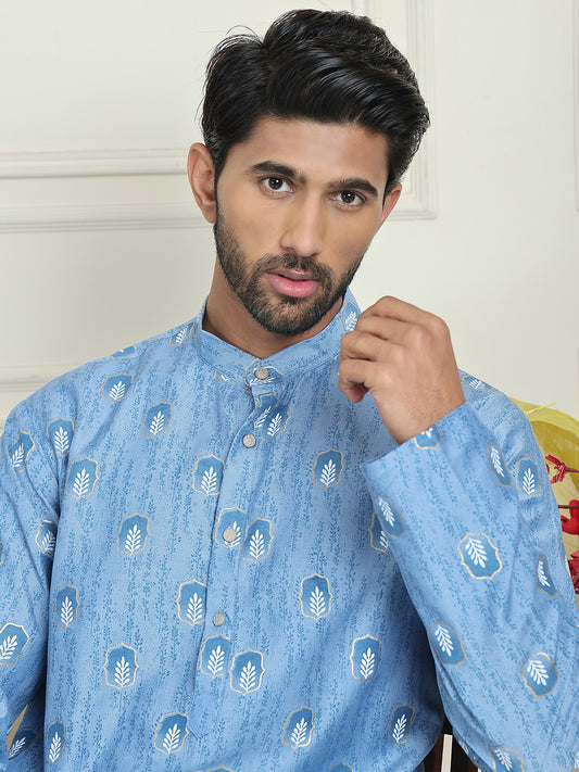 Printed Straight Kurtas For Men ( ANMKO 230Blue )  [RT] [P-14]