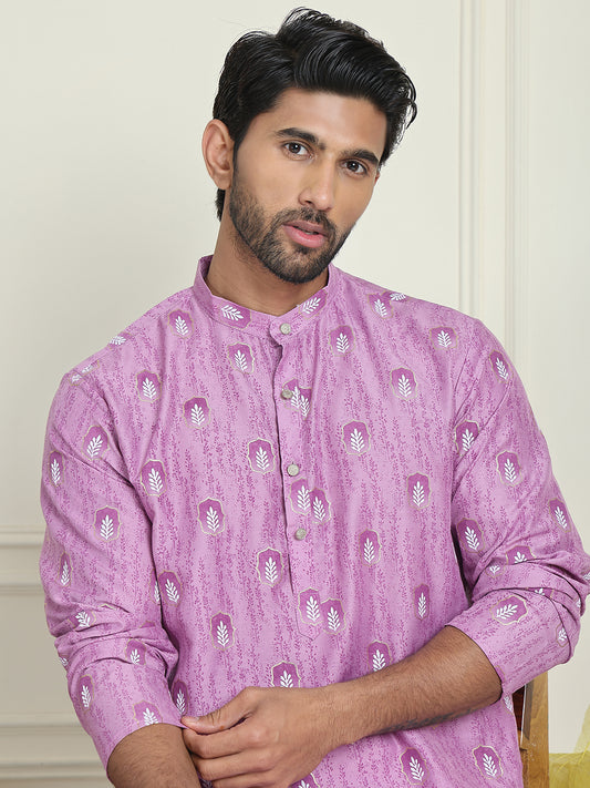 Printed Straight Kurtas For Men ( ANMKO 230Purple )  [RT] [P-14]