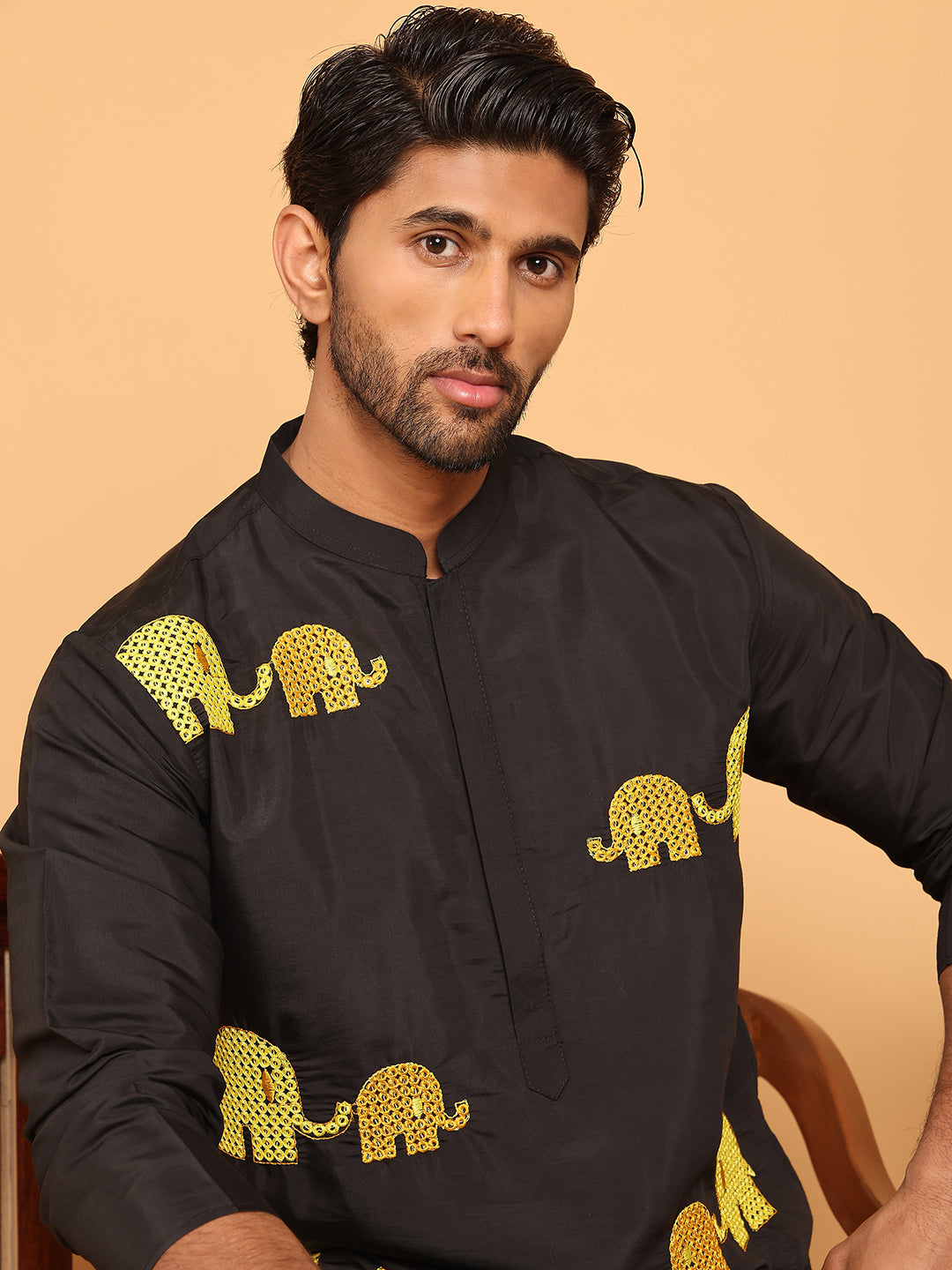 Animal Embroidered Kurtas. ( ANMKO 232Yellow )  [RT] [P-13]