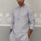 Embroidered Straight Kurta with Pyjamas for Men ( ANMKP 237Grey )  [RT] [B-2]