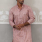 Embroidered Straight Kurta with Pyjamas for Men ( ANMKP 237Peach )  [RT] [B-2]