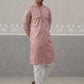 Embroidered Straight Kurta with Pyjamas for Men ( ANMKP 237Peach )  [RT] [B-2]