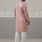 Embroidered Straight Kurta with Pyjamas for Men ( ANMKP 237Peach )  [RT] [B-2]