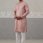 Embroidered Straight Kurta with Pyjamas for Men ( ANMKP 237Peach )  [RT] [B-2]