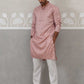 Embroidered Straight Kurta with Pyjamas for Men ( ANMKP 237Peach )  [RT] [B-2]