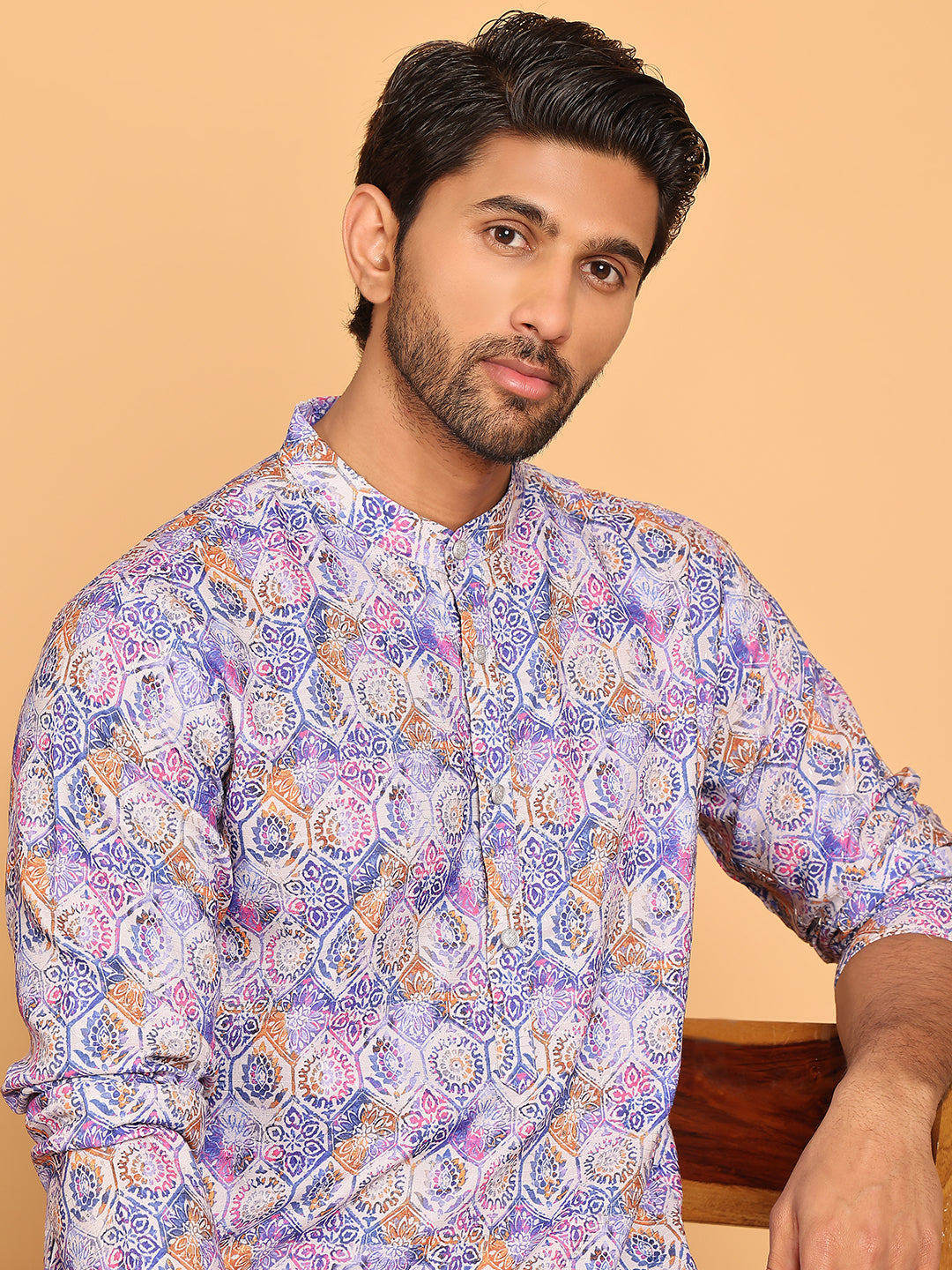 Printed and Embroidered Kurtas ( ANMKO 244Blue )  [RT] [P-15]