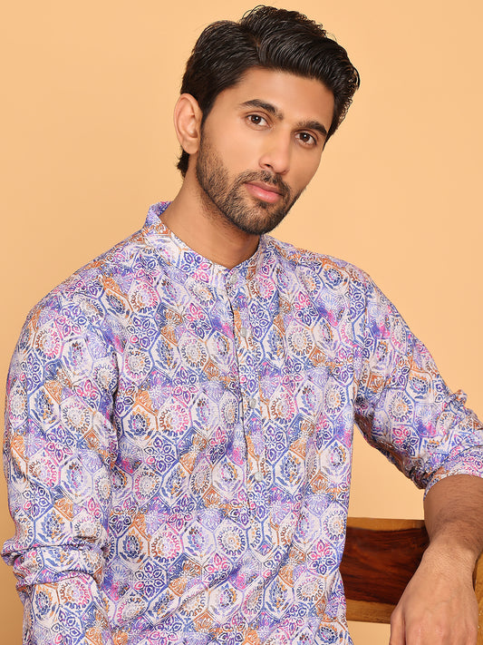 Printed and Embroidered Kurtas ( ANMKO 244Blue )  [RT] [P-15]