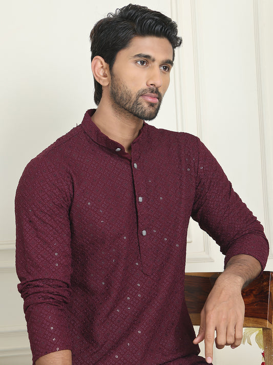Embroidered & Sequinned Kurtas ( ANMKO 245Wine )  [RT] [P-15]