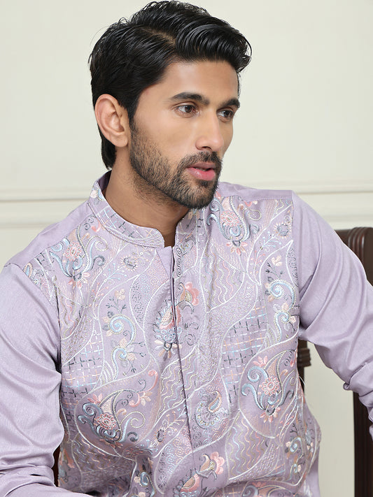 Embroidered Straight Kurtas For Men ( ANMKO 246Purple )  [RT] [P-15]