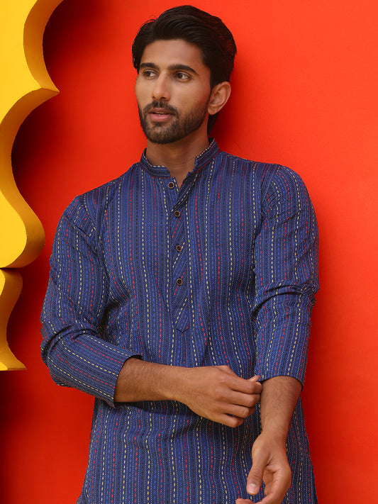 Self Design Straight Kurta For Men. ( ANMKO 251Blue )  [RT] [M-3]
