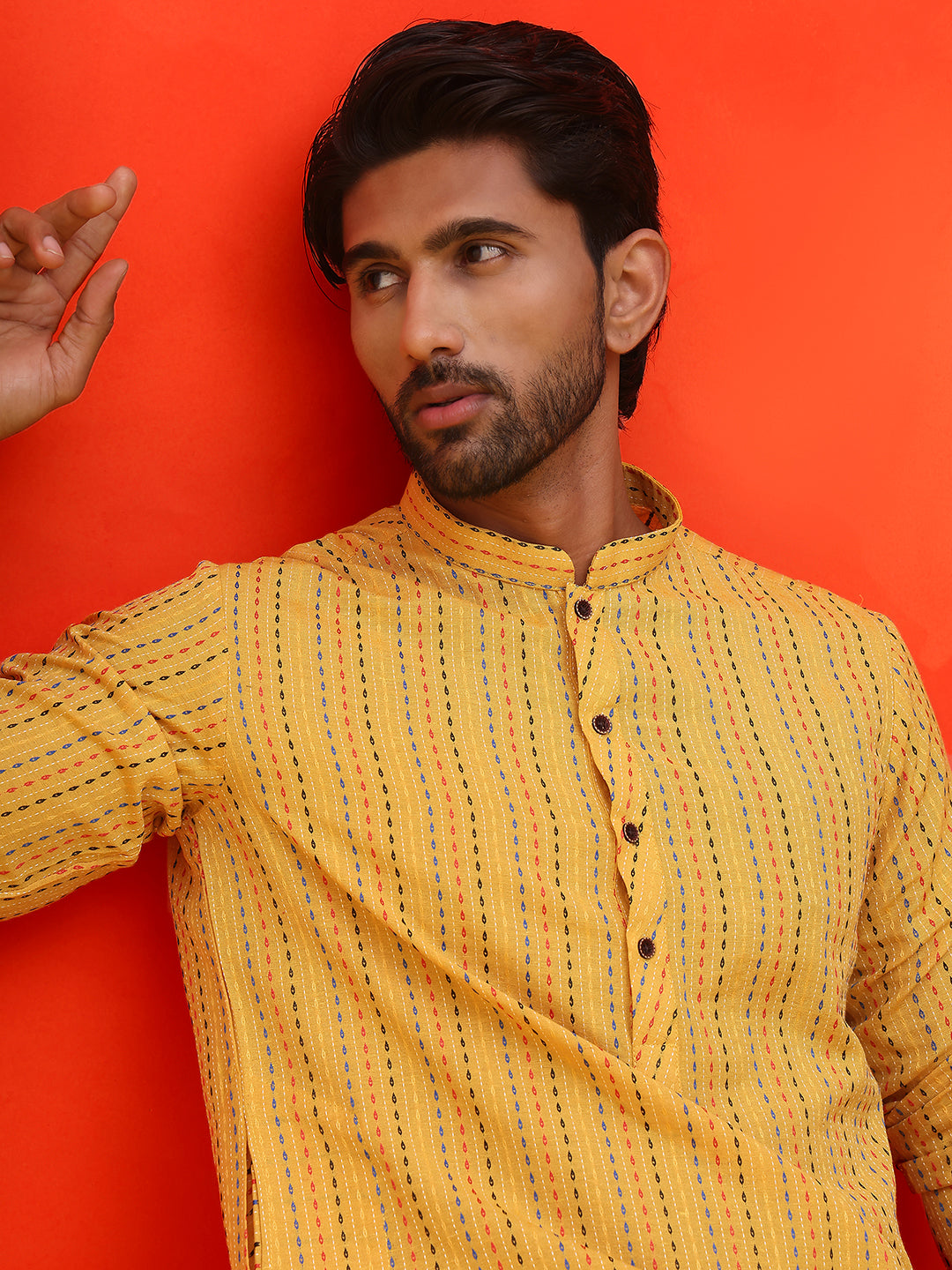 Self Design Straight Kurtas For Men. ( AAMKKO 251Yellow )