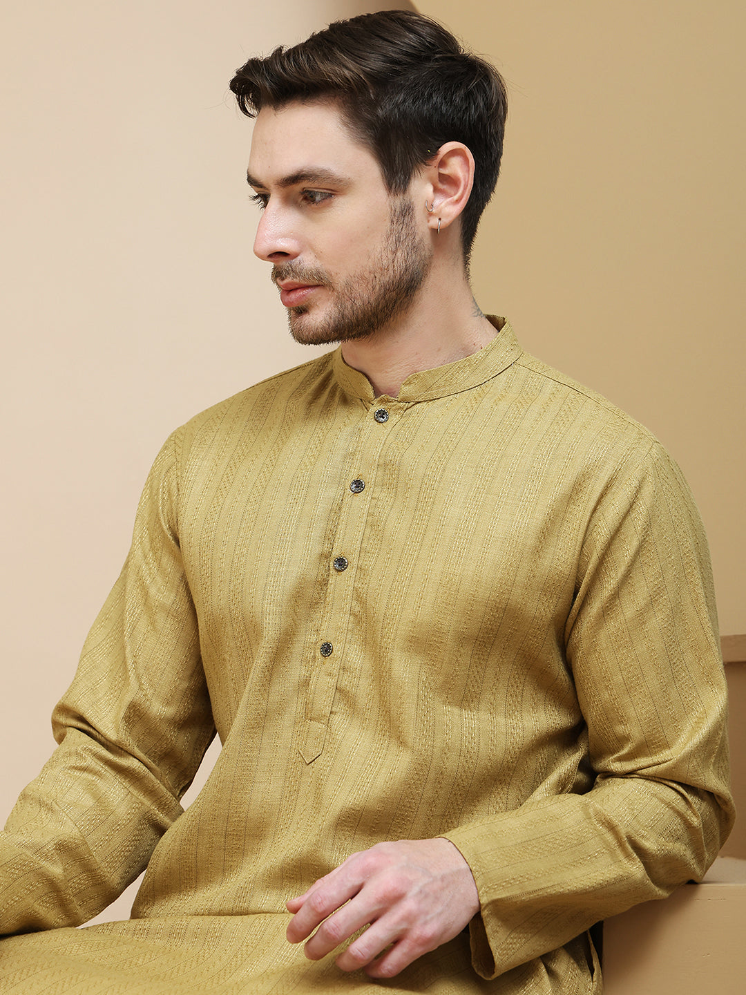 Self Design Straight Kurtas For Men. ( ANMKO 252Beige )  [RT] [P-12]