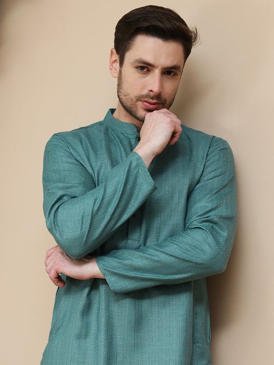 Self Design Straight Kurtas For Men. ( ANMKO 252Teal )  [RT] [P-12]