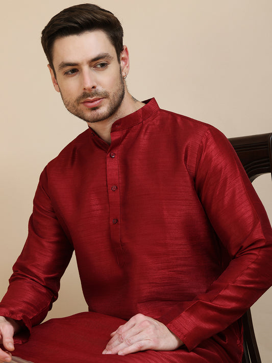 Solid Dupion Silk Kurtas. ( ANMKO 253Maroon ) [RT] [ H1 ]
