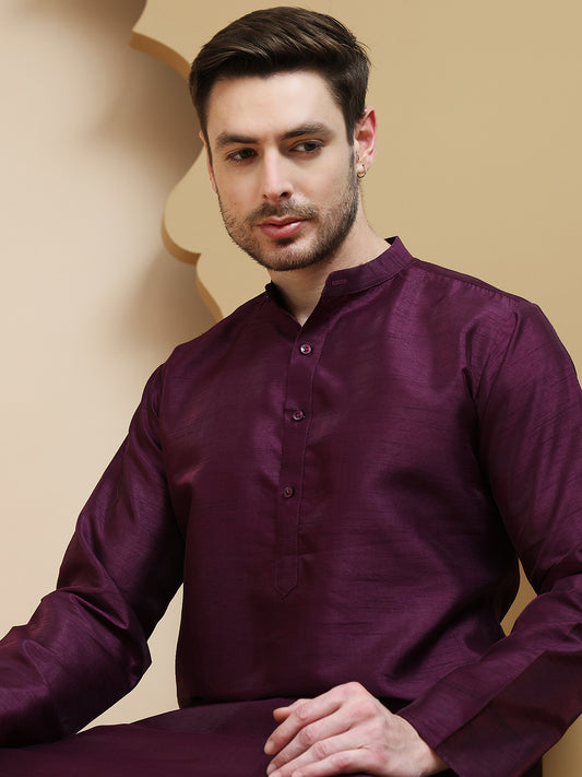 Solid Dupion Silk Kurtas. ( ANMKO 253Purple ) [RT] [ H1 ]