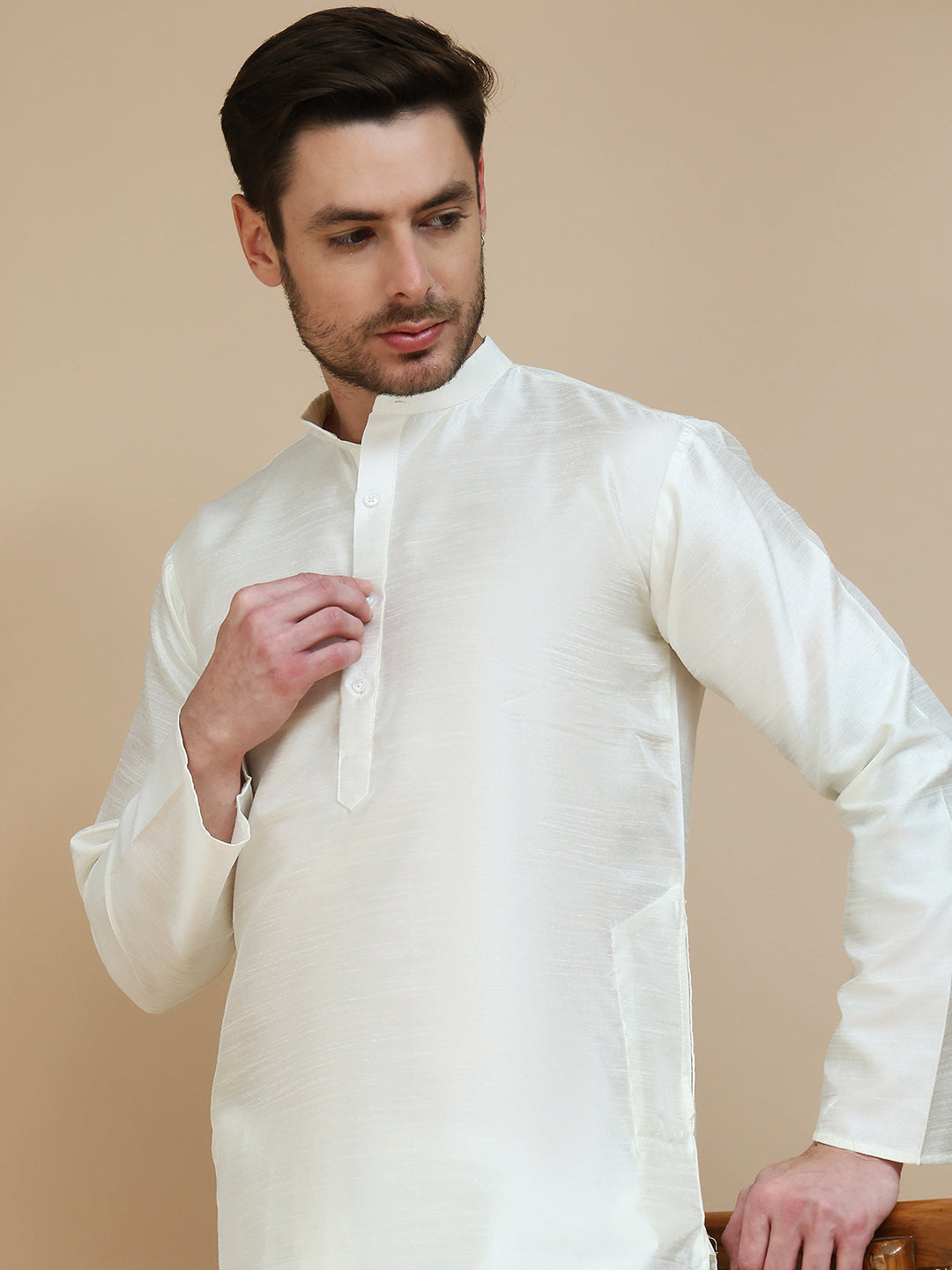 Solid Dupion Silk Kurtas. ( ANMKO 253White ) [RT] [ H1 ]
