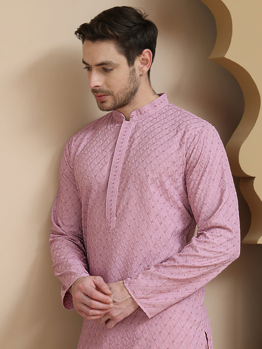 Embroidered Cotton Kurtas for Men ( ANMKO 255Magenta )  [RT] [K-2]