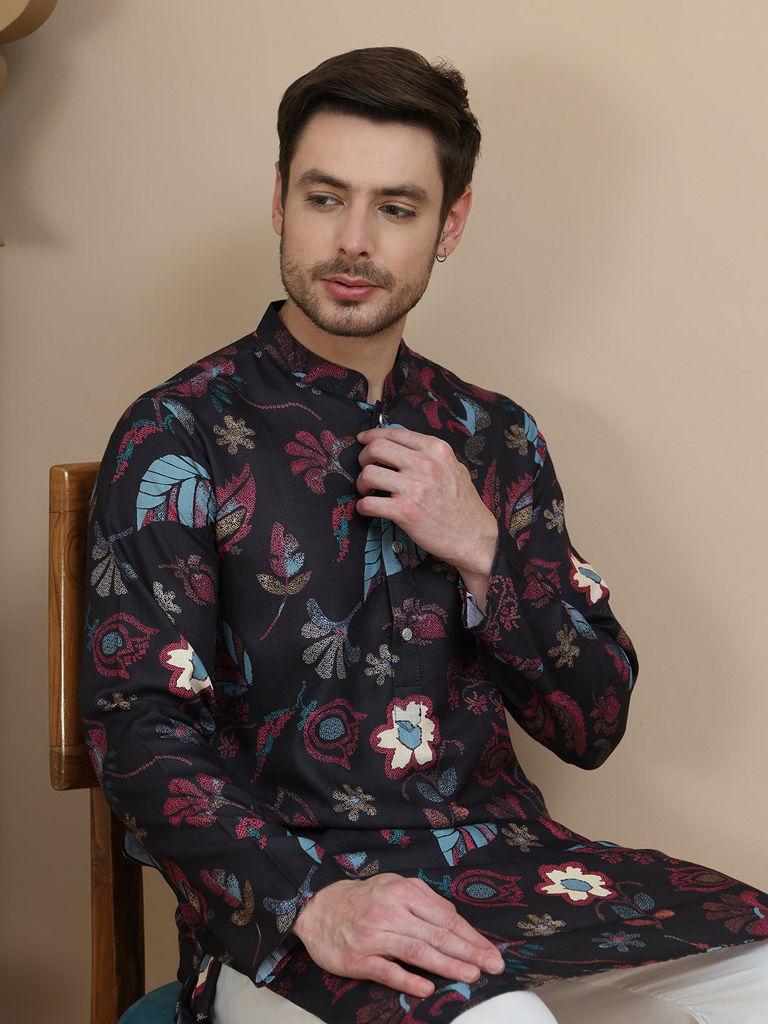 Printed Cotton Blend Kurtas. ( ANMKO 256Black )  [RT] [N-3]