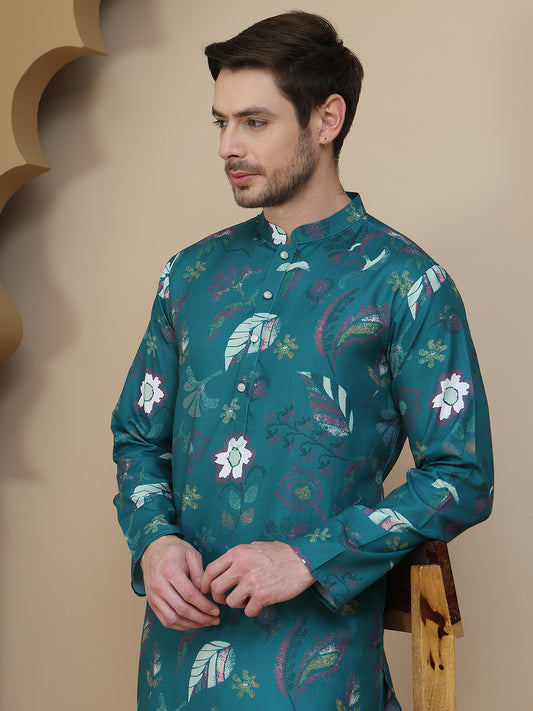 Printed Cotton Blend Kurtas. ( ANMKO 256Green )  [RT] [N-3]