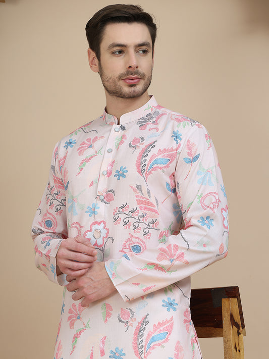 Printed Cotton Blend Kurtas. ( ANMKO 256Peach )  [RT] [N-3]