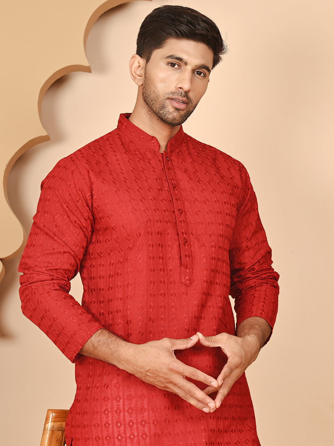 Embroidered Kurtas for Men ( ANMKO 260Maroon )  [RT] [P-11]