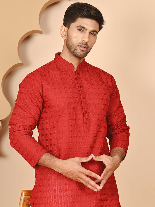 Embroidered Kurtas for Men ( ANMKO 260Maroon )  [RT] [P-11]