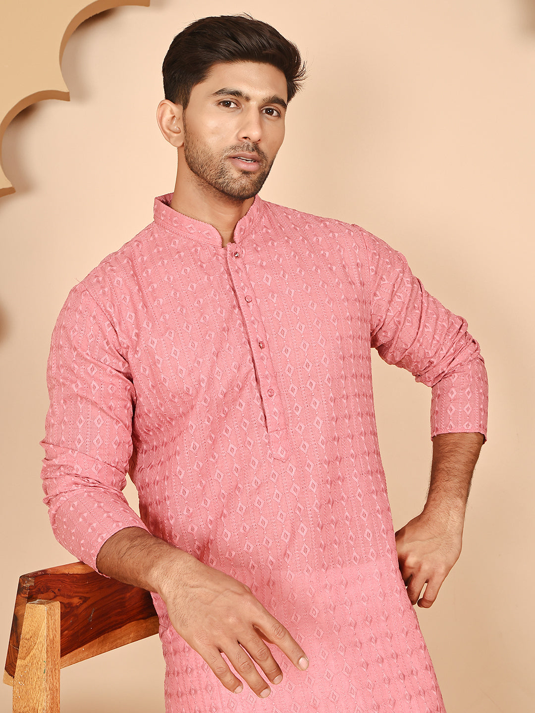 Embroidered Kurtas for Men ( ANMKO 260Pink )  [RT] [P-11]