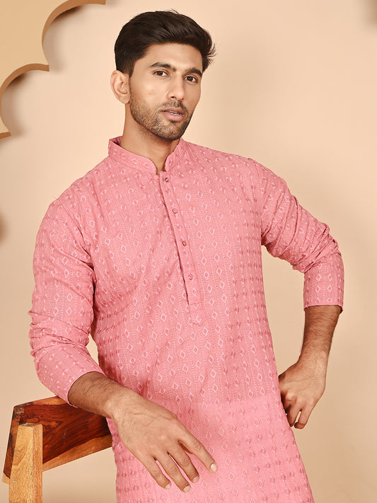 Embroidered Kurtas for Men ( ANMKO 260Pink )  [RT] [P-11]