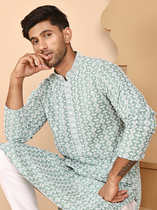 Embroidered Green Rayon Kurtas ( ANMKO 261Green )  [RT] [K-2]