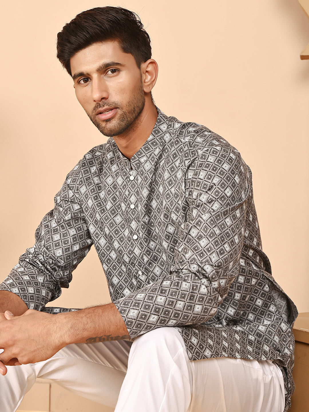 Woven Design Kurtas for Festive Wear ( ANMKO 265Grey )  [RT] [P-11]