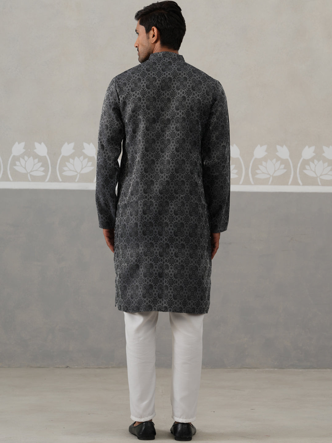 Woven Design Straight Kurta with Pyjama Set ( ANMKP 269Grey )  [RT] [P-13]