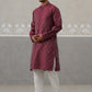 Woven Design Straight Kurta with Pyjama Set ( ANMKP 269Maroon )  [RT] [P-13]