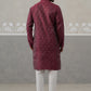 Woven Design Straight Kurta with Pyjama Set ( ANMKP 269Maroon )  [RT] [P-13]