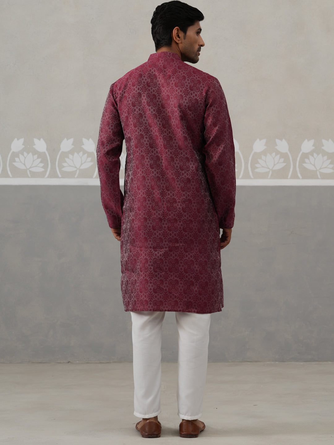 Woven Design Straight Kurta with Pyjama Set ( ANMKP 269Maroon )  [RT] [P-13]