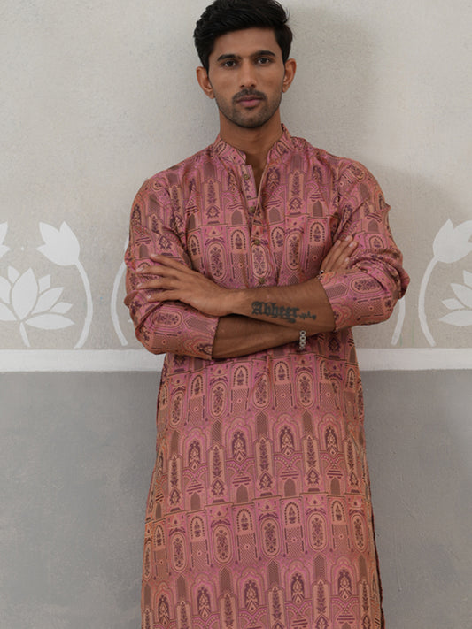 Classic Ethnic Wear Woven Design Kurta Set ( ANMKP 270Pink )  [RT] [G-1-2]