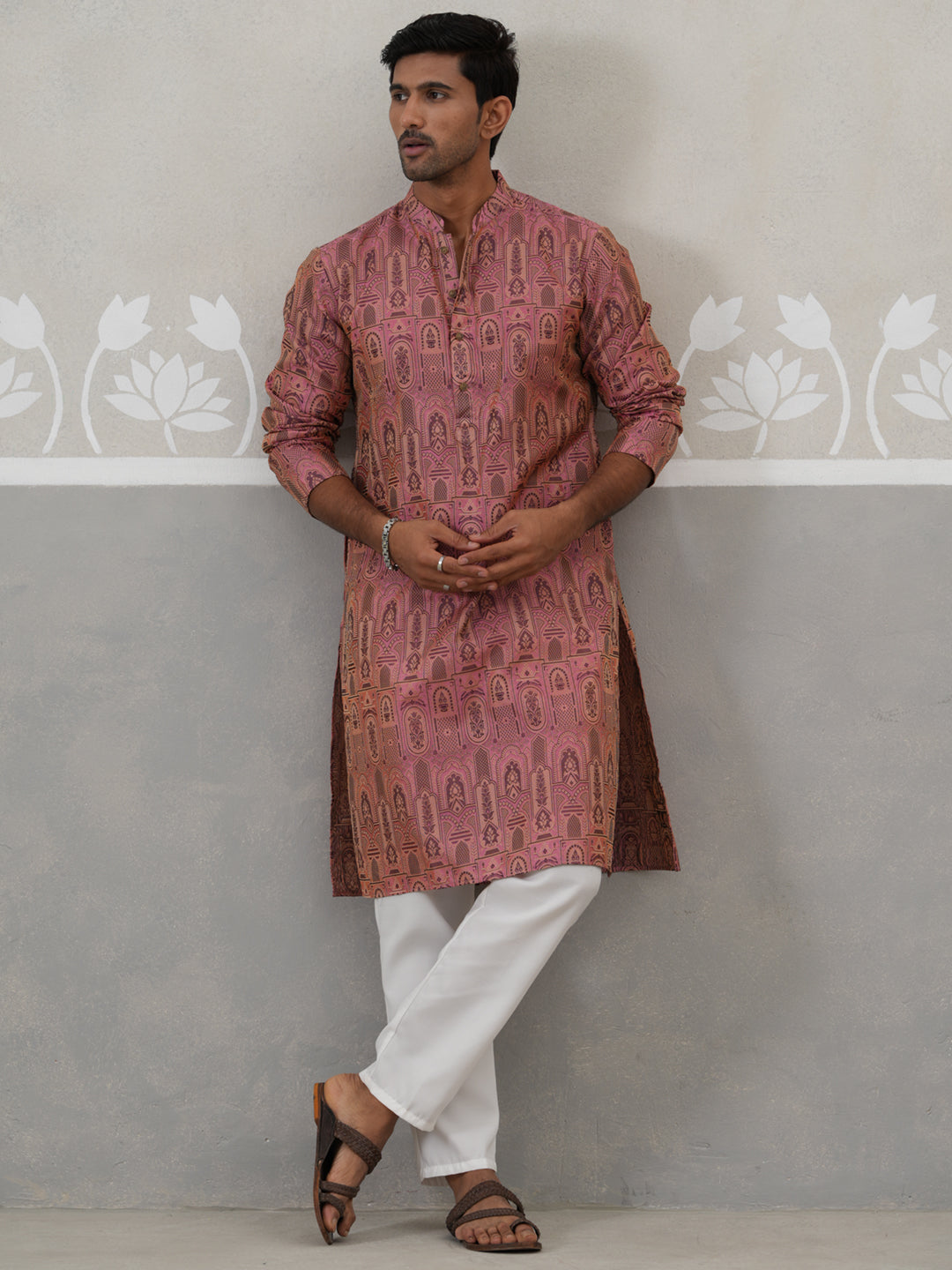 Classic Ethnic Wear Woven Design Kurta Set ( ANMKP 270Pink )  [RT] [G-1-2]