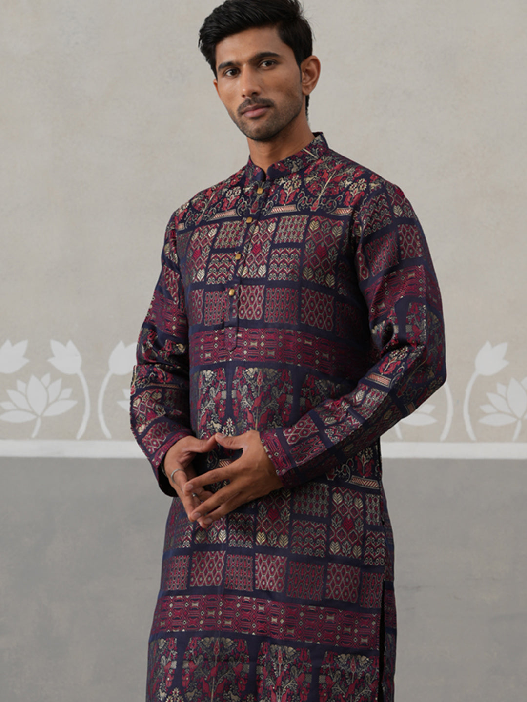 Maroon Woven Design Jacquard Kurta Pyjama Set ( ANMKP 271Maroon )  [RT] [M-7]