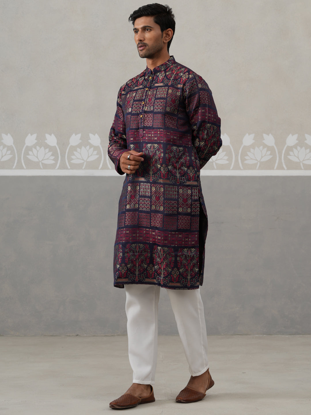 Maroon Woven Design Jacquard Kurta Pyjama Set ( ANMKP 271Maroon )  [RT] [M-7]
