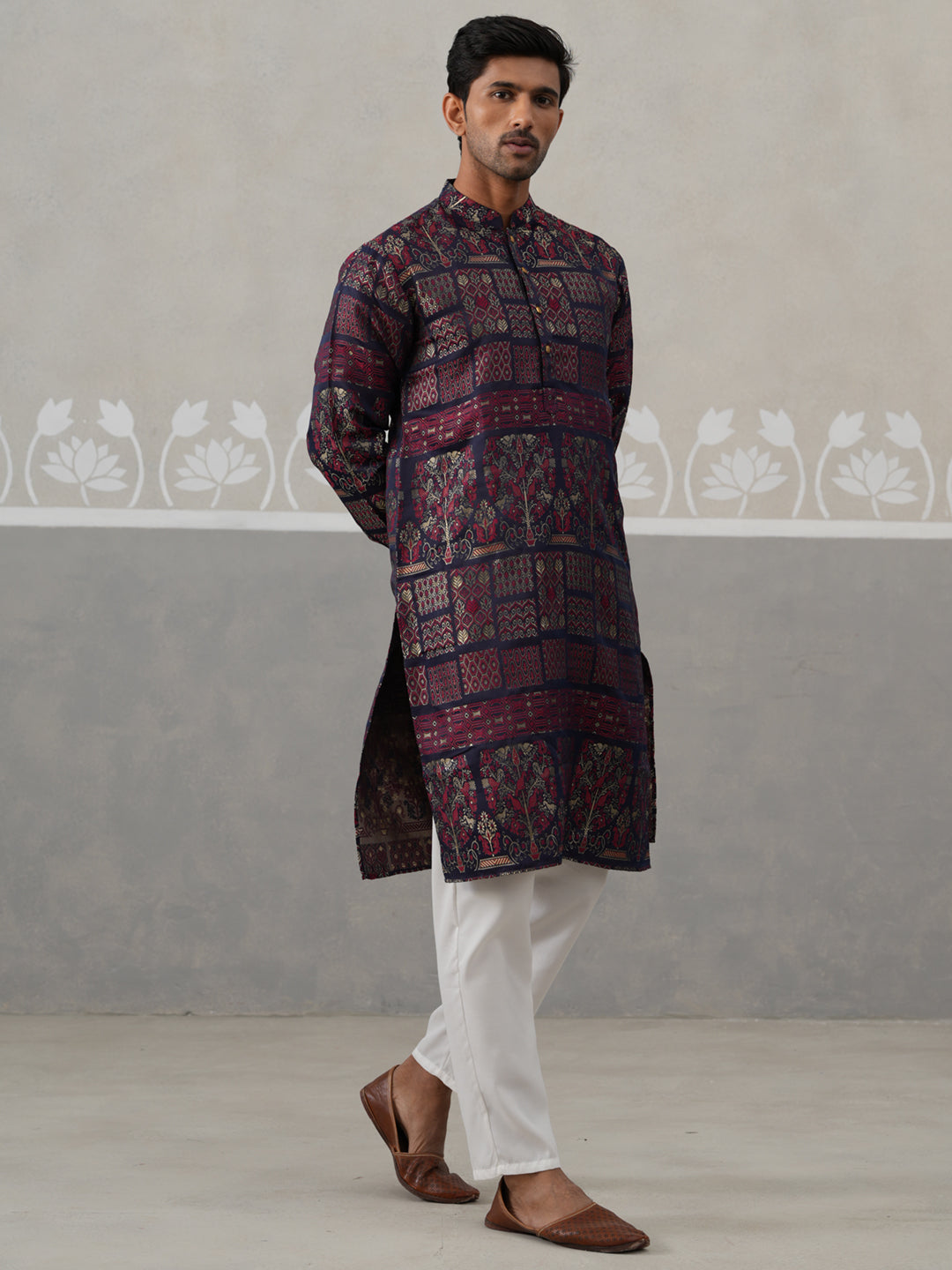 Maroon Woven Design Jacquard Kurta Pyjama Set ( ANMKP 271Maroon )  [RT] [M-7]