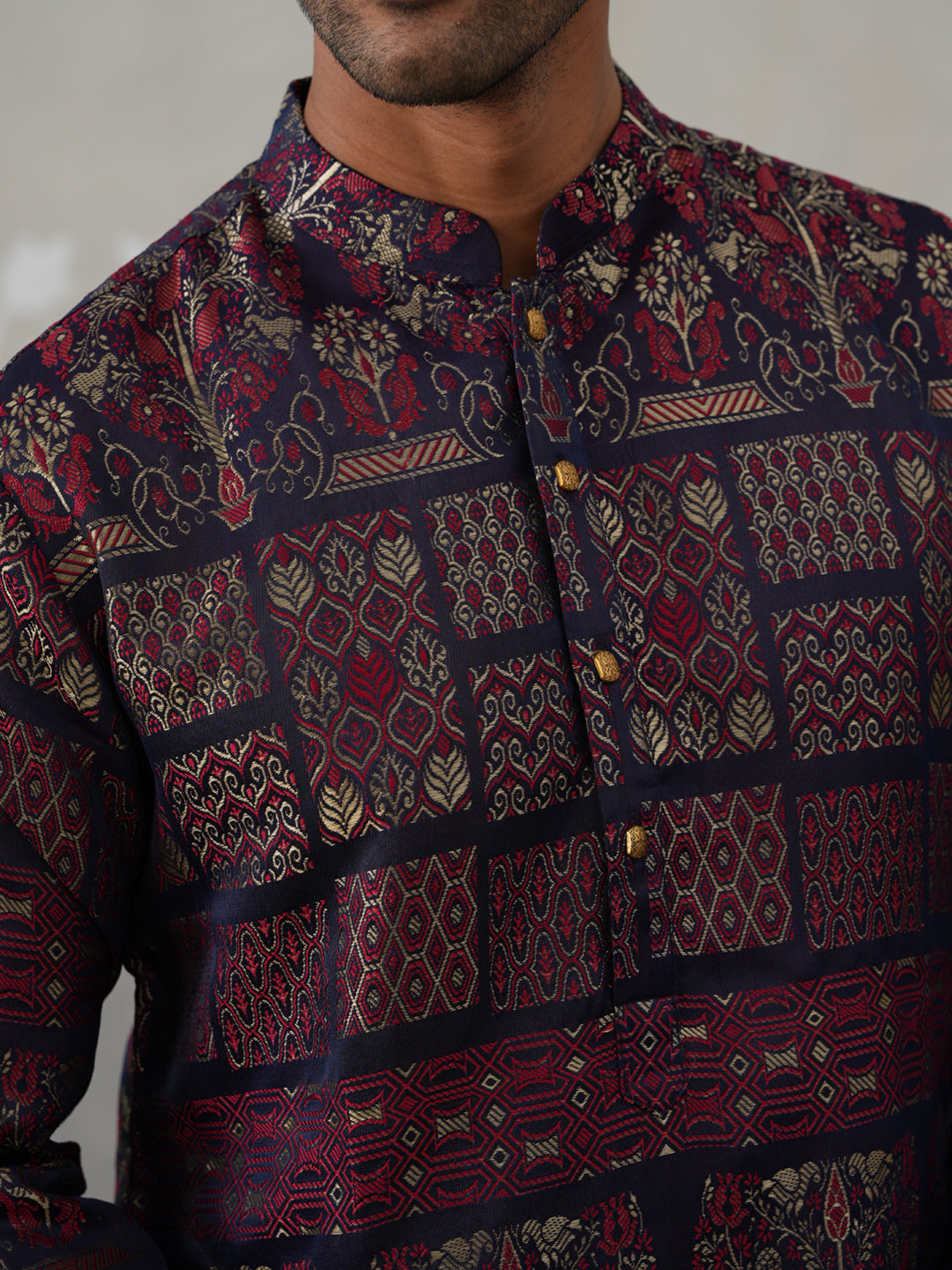 Maroon Woven Design Jacquard Kurta Pyjama Set ( ANMKP 271Maroon )  [RT] [M-7]