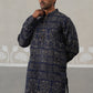 Navy Blue Woven Design Jacquard Kurta Pyjama Set ( ANMKP 271Navy )  [RT] [M-7]