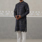 Navy Blue Woven Design Jacquard Kurta Pyjama Set ( ANMKP 271Navy )  [RT] [M-7]