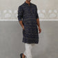 Navy Blue Woven Design Jacquard Kurta Pyjama Set ( ANMKP 271Navy )  [RT] [M-7]
