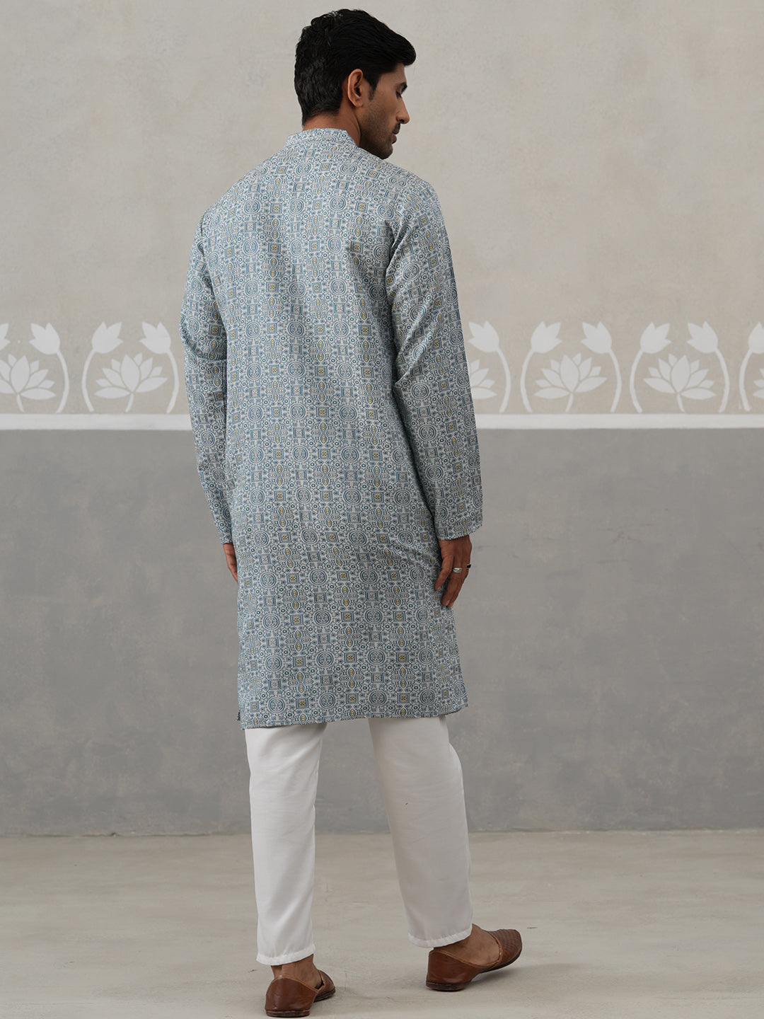 Elegant Jacquard Woven Design Kurta with Pajama ( ANMKP 272Blue )  [RT] [L-5]
