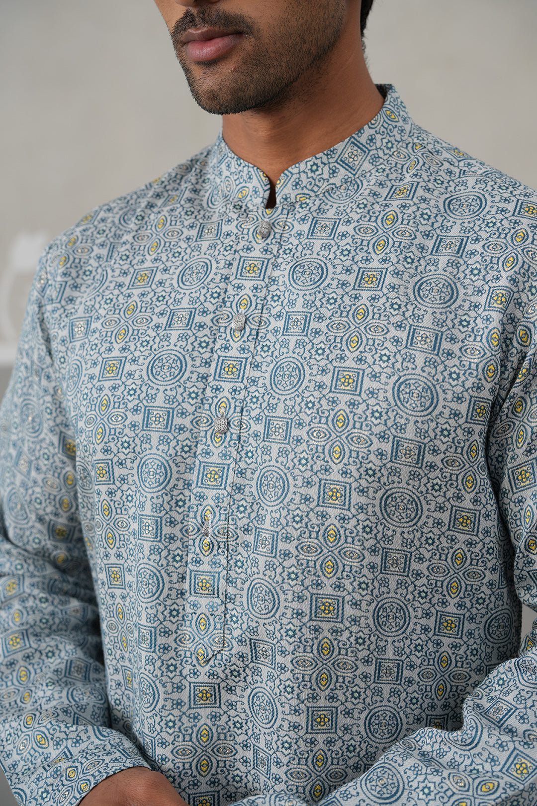 Elegant Jacquard Woven Design Kurta with Pajama ( ANMKP 272Blue )  [RT] [L-5]