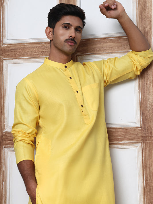 Solid Kurta Pyjama for Men ( ANMKP W 273Lemon )