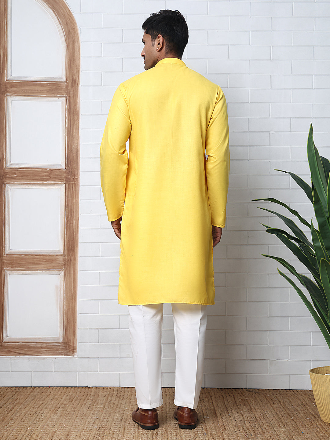 Solid Kurta Pyjama for Men ( ANMKP W 273Lemon )