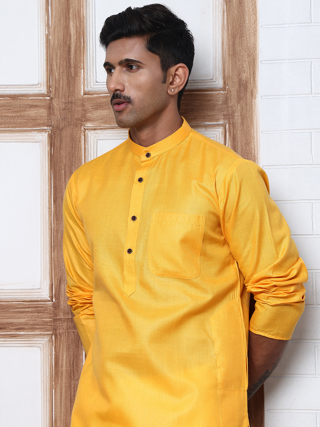 Solid Kurta Pyjama for Men ( ANMKP W 273Mustard )