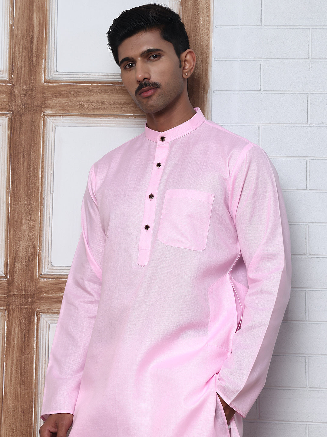 Solid Kurta Pyjama for Men ( ANMKP W 273Pink )